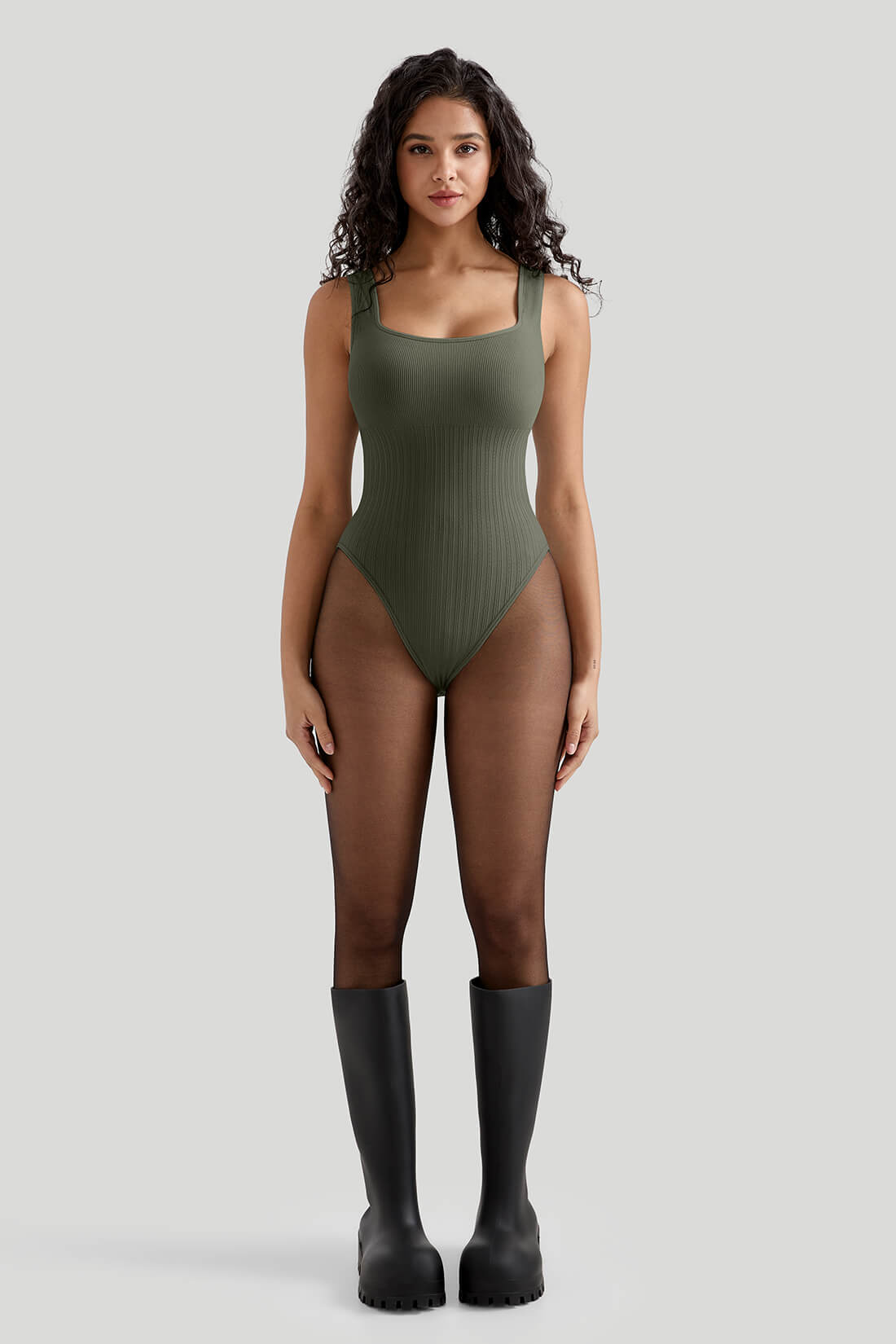 Ribbed Tummy Control Bodysuit
