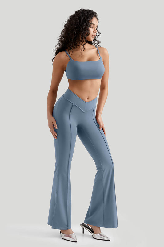 Flared Leg slit Legging With Built In Shapewear