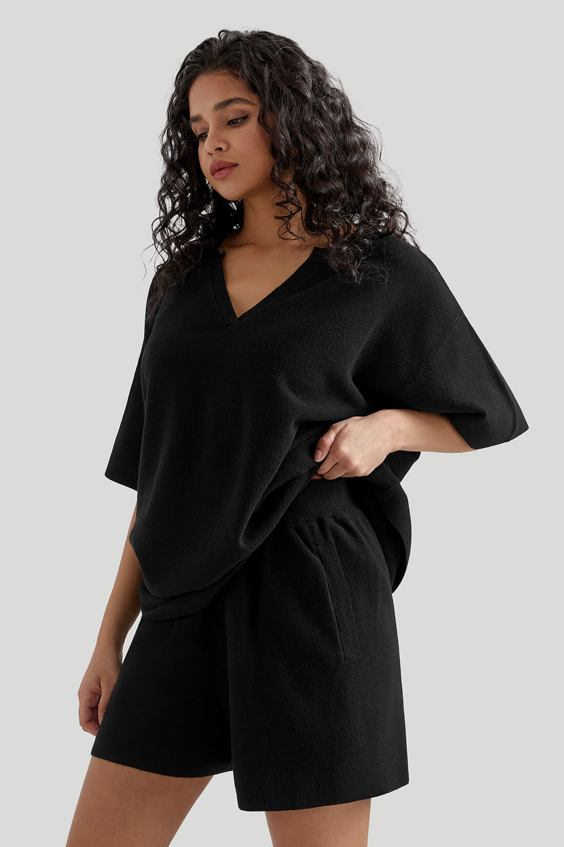 Oversized V-neck Loungewear Set